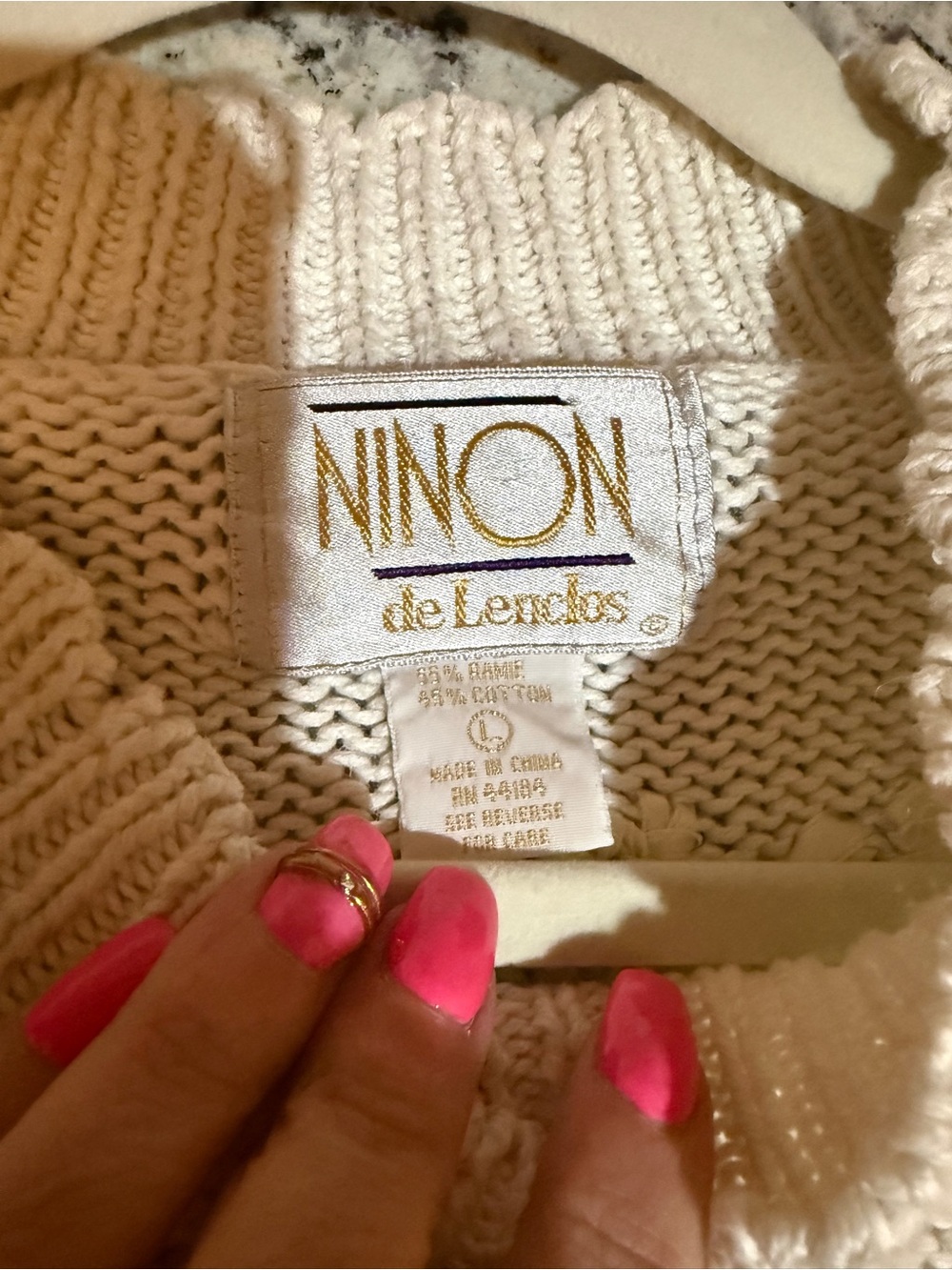 Vintage Ninon de leclos Embroidered Cable Crewneck Sweater - Women - Picture 7 of 11